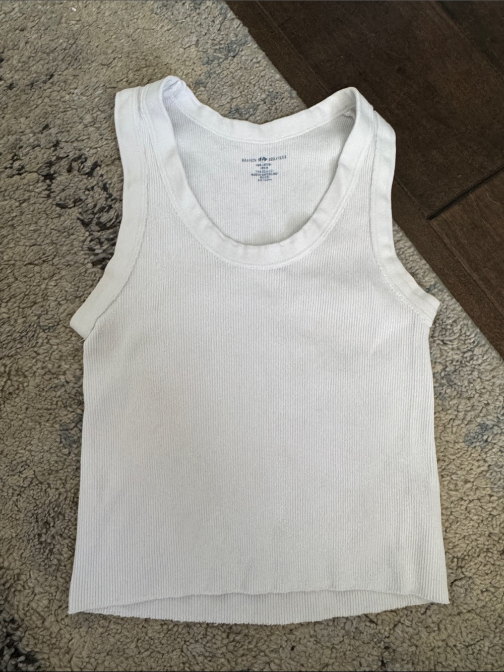 Brandy Melville White Ribbed Crop Tank Raw Hem